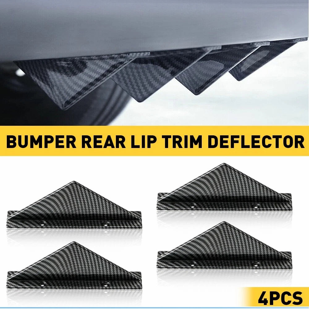 Universal 4x Car Rear Shark Fins Lower Bumper Splitter Diffuser Lip Carbon Fiber 6B93BC-57