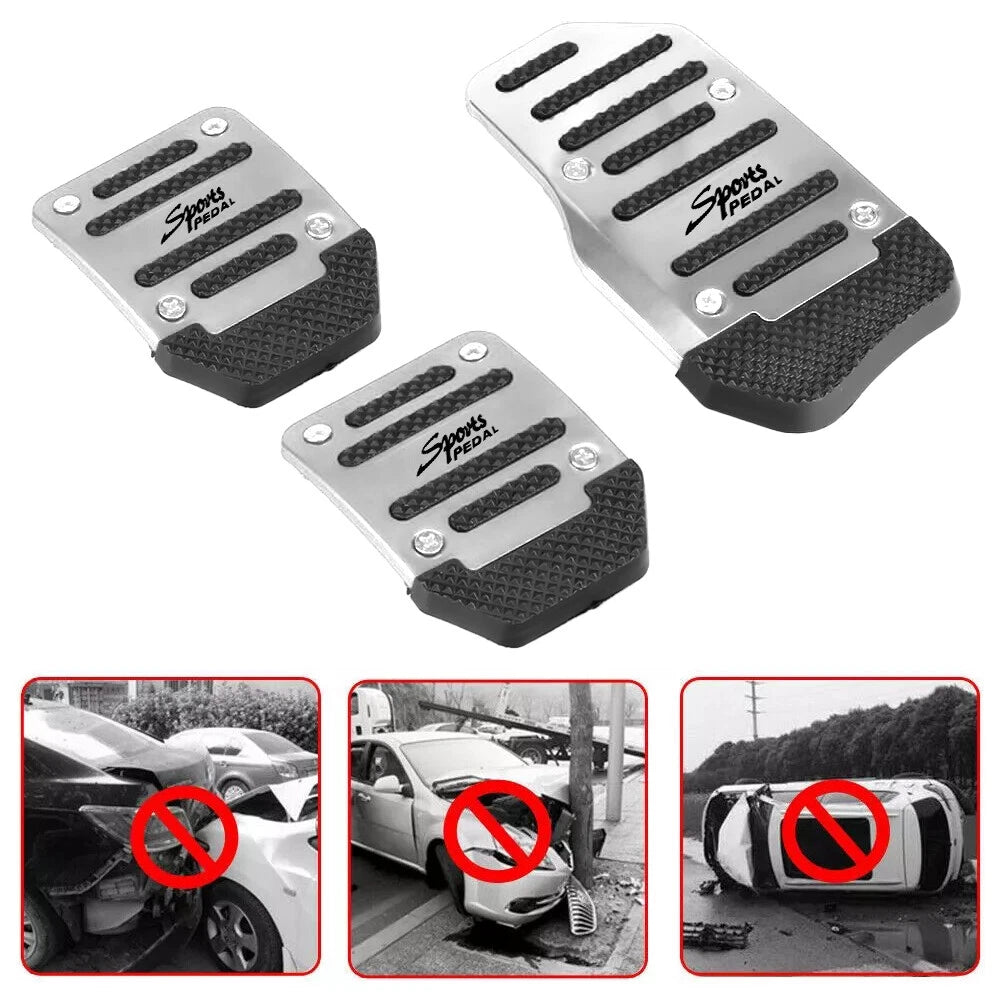 3x Steel Sport Foot Gas Brake Pedal Pad Cover Universal No Slip Automatic EOA 6B93BC-57