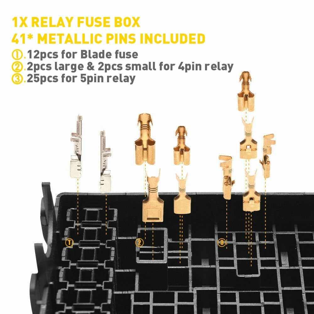 Universal Automotive Fuse Relay Holder 12-Slot Relay Box 6Relays 6 ATC/ATO Fuses 6B93BC-57