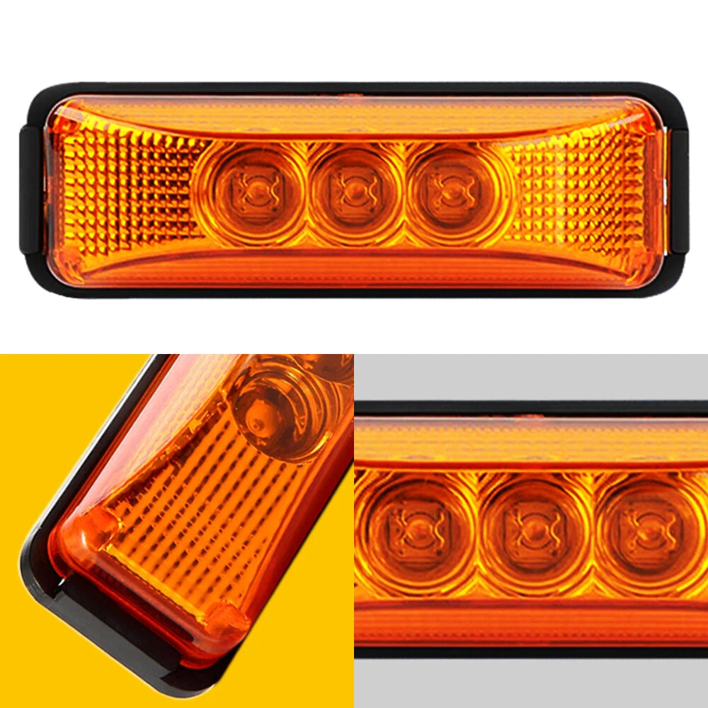 4x Amber 3 LED Side Marker Clearance Lights Waterproof for Trailer Truck RV EOA 6B93BC-57