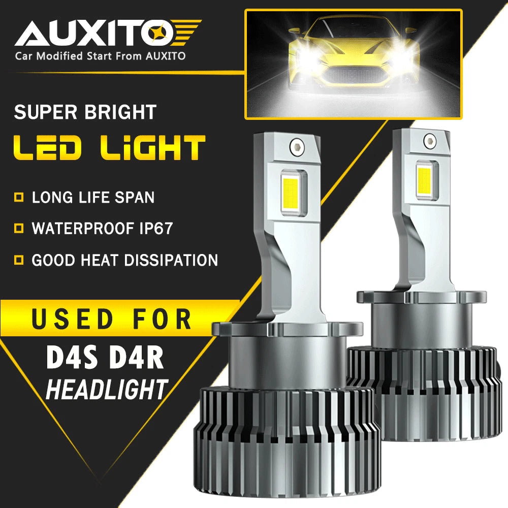 AUXITO D4S D4R LED Headlight Bulbs 6000K Super White HID Xenon Conversion Kit EA AUXITO