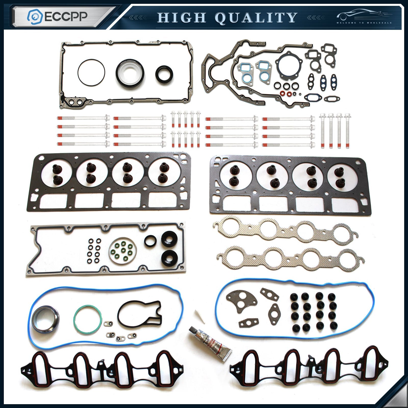 ECCPP Full Gasket Set Head Bolts For Chevrolet Silverado 1500 2500 99-01 4.8 5.3 ECCPP