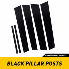 Black Pillar Posts For Honda Civic 2006-2011 (4dr) 6pc/Set Door Trim Cover Kit A 6B93BC-57