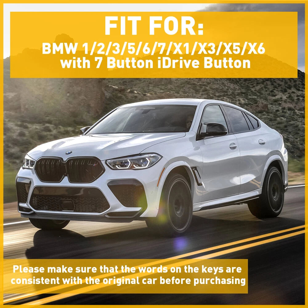 Chrome Multi-Media 7 Button Decor Cover Trim For BMW F10 F30 M1 2 Series iDRIVE 6B93BC-57