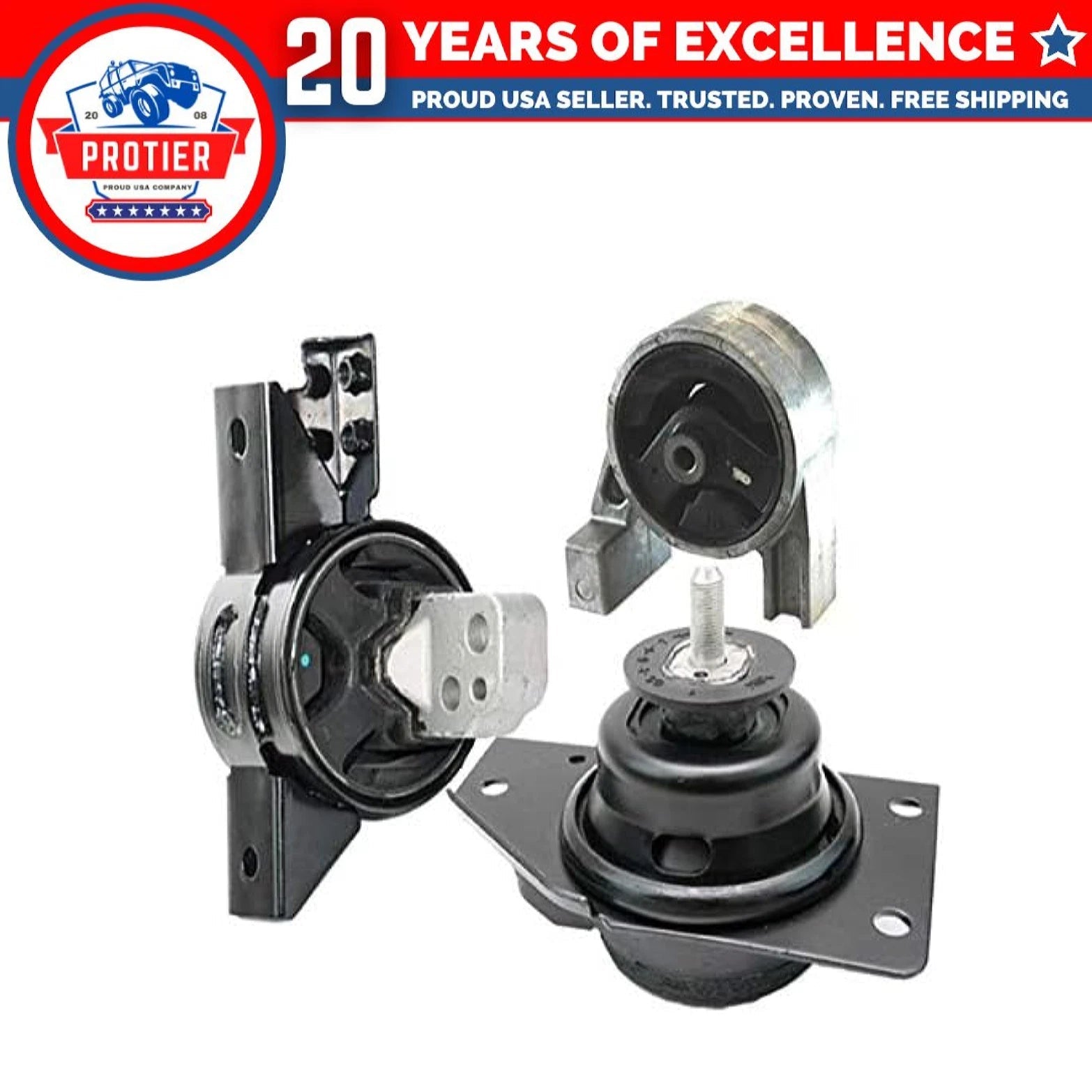 Fits 2006-2011 Hyundai Accent 1.6L Front Upper/Rear Motor & Trans Mount 3pc : 6B93BC-57