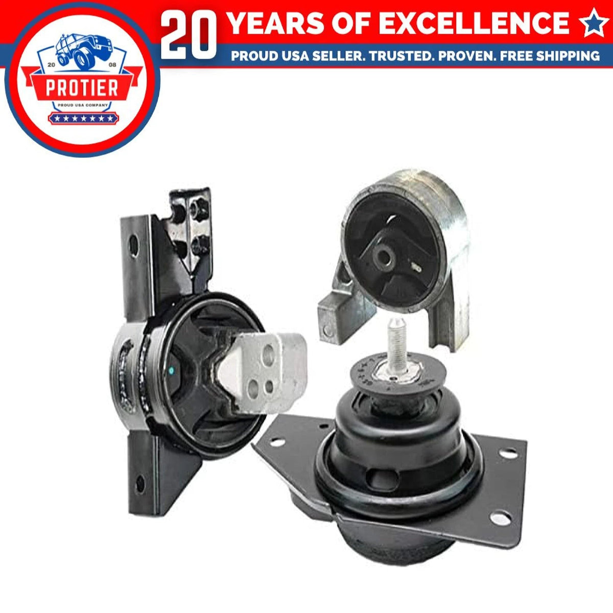 Fits 2006-2011 Hyundai Accent 1.6L Front Upper/Rear Motor & Trans Mount 3pc : 6B93BC-57