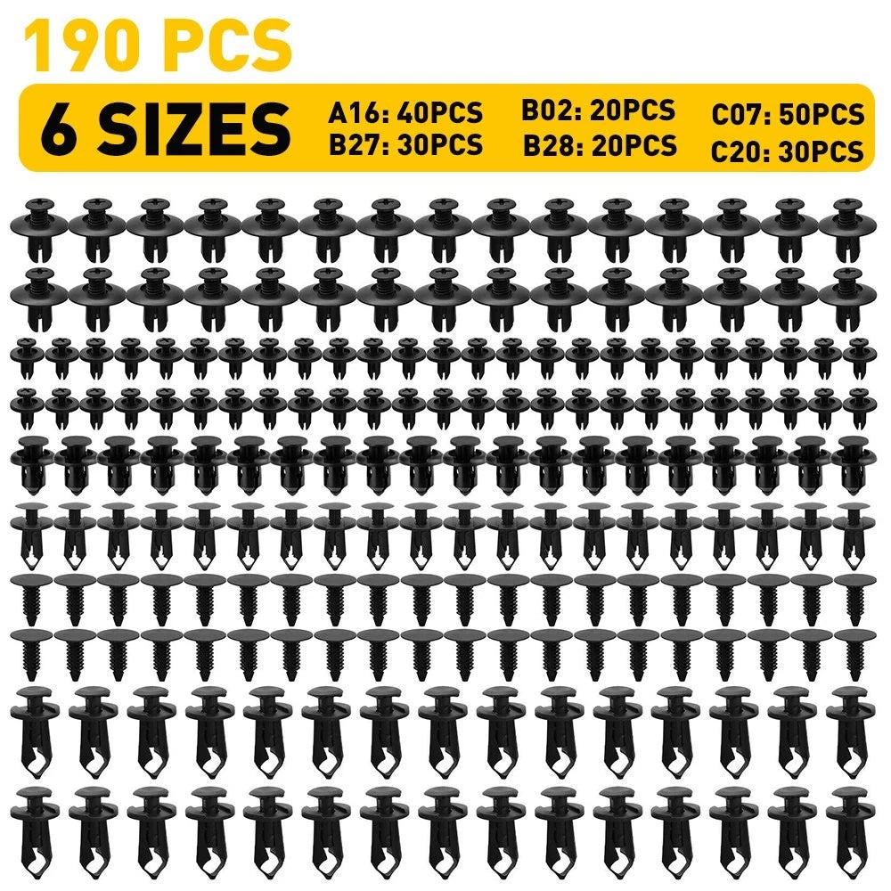 190PCS Car Body Trim Clips Retainer Bumper Rivets Screw Panel Push Fastener Kits 6B93BC-57