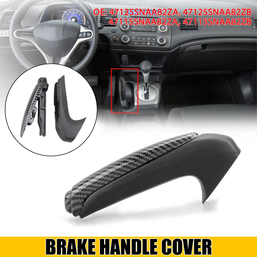 Black Brake Parking Grip Knob Lever Cover Handle Set for Honda Civic 2006-2011 6B93BC-57