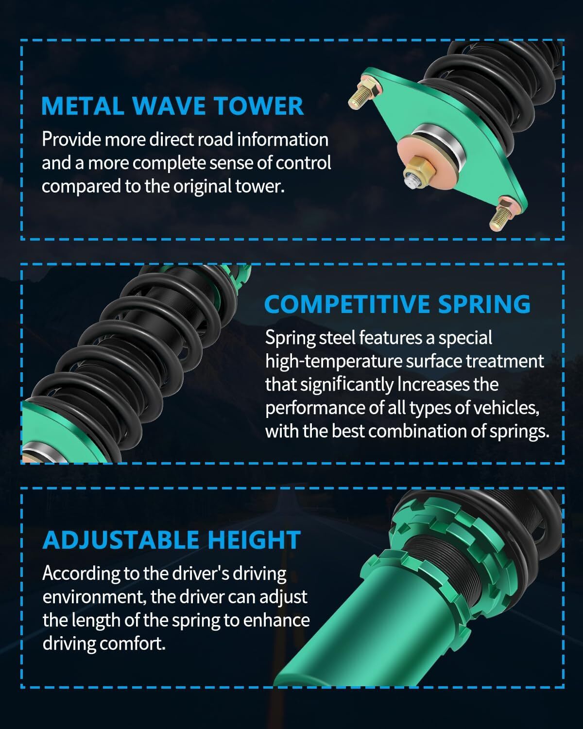 Coilovers Struts Fits Subaru Forester 2009-2013 Shocks Suspension Springs Kits 6B93BC-57