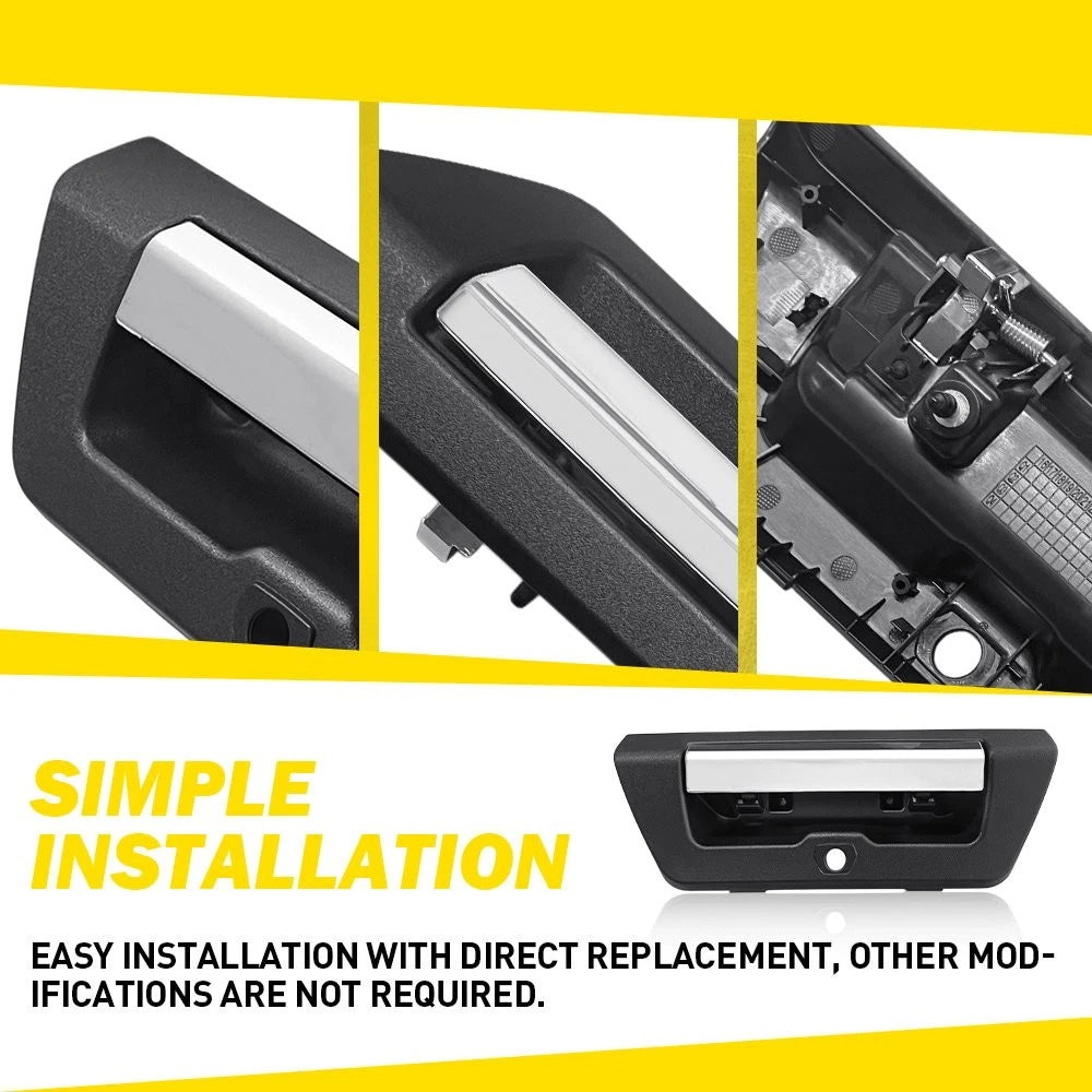 Tailgate Handle For 2015-2018 Ford F-150 Chrome Lever Textured W/ Camera Hole EA 6B93BC-57