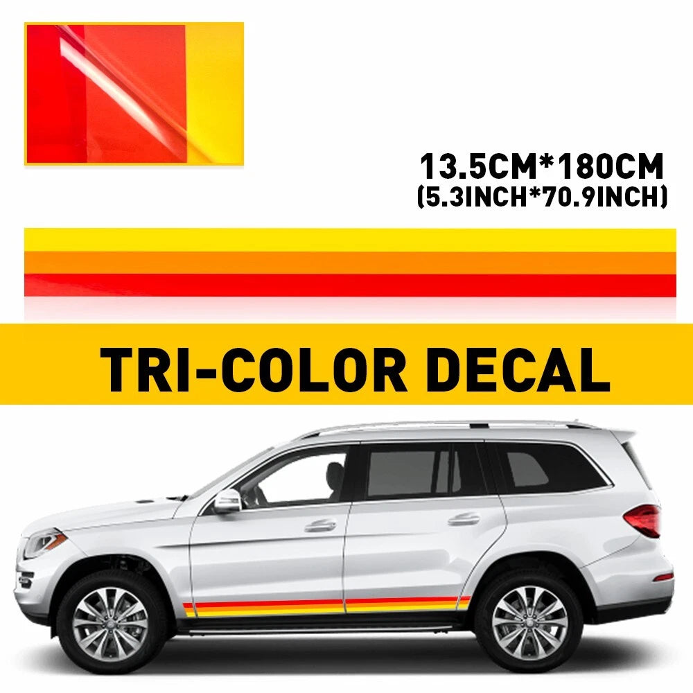 1PC Racing Plaid Side Door Fender Skirt Stripes Decal Sticker Sport Race Car EOA 6B93BC-57