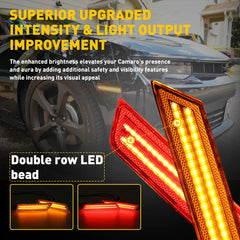 4x Smoked Lens LED Front Rear Side Bumper Marker Lights For 2010-15 Chevy Camaro 6B93BC-57
