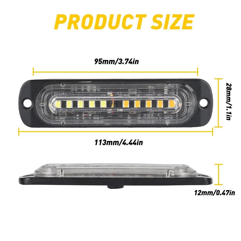 4X LED Strobe Light Emergency Beacon Warning Hazard Flash Car Truck Amber/White 6B93BC-57