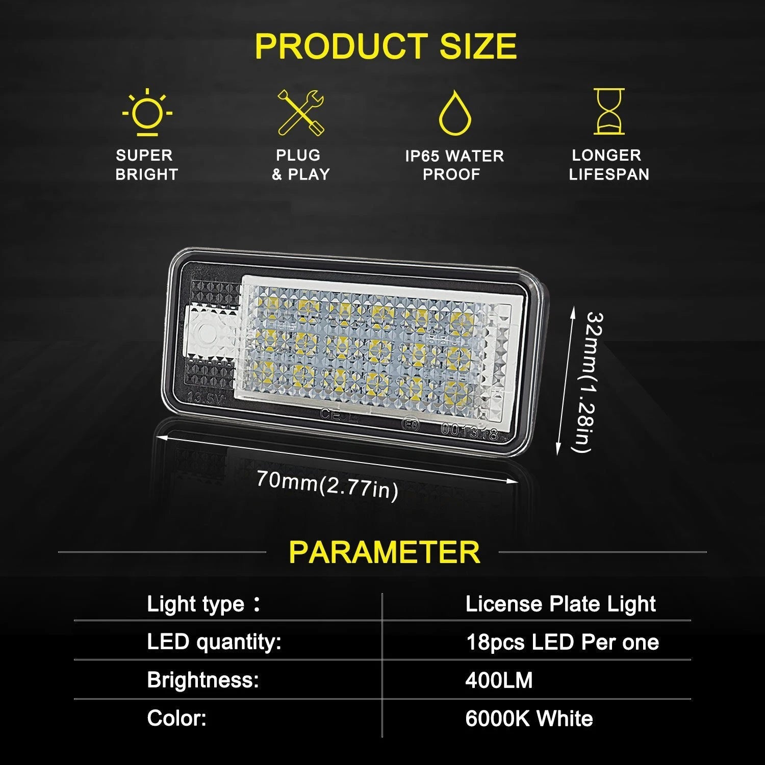 2X CANbus White LED License Plate Light Lamp For Audi A3 A4 A5 A6 A8 Q7 S3 RS4 6B93BC-57