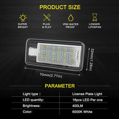 2X CANbus White LED License Plate Light Lamp For Audi A3 A4 A5 A6 A8 Q7 S3 RS4 6B93BC-57