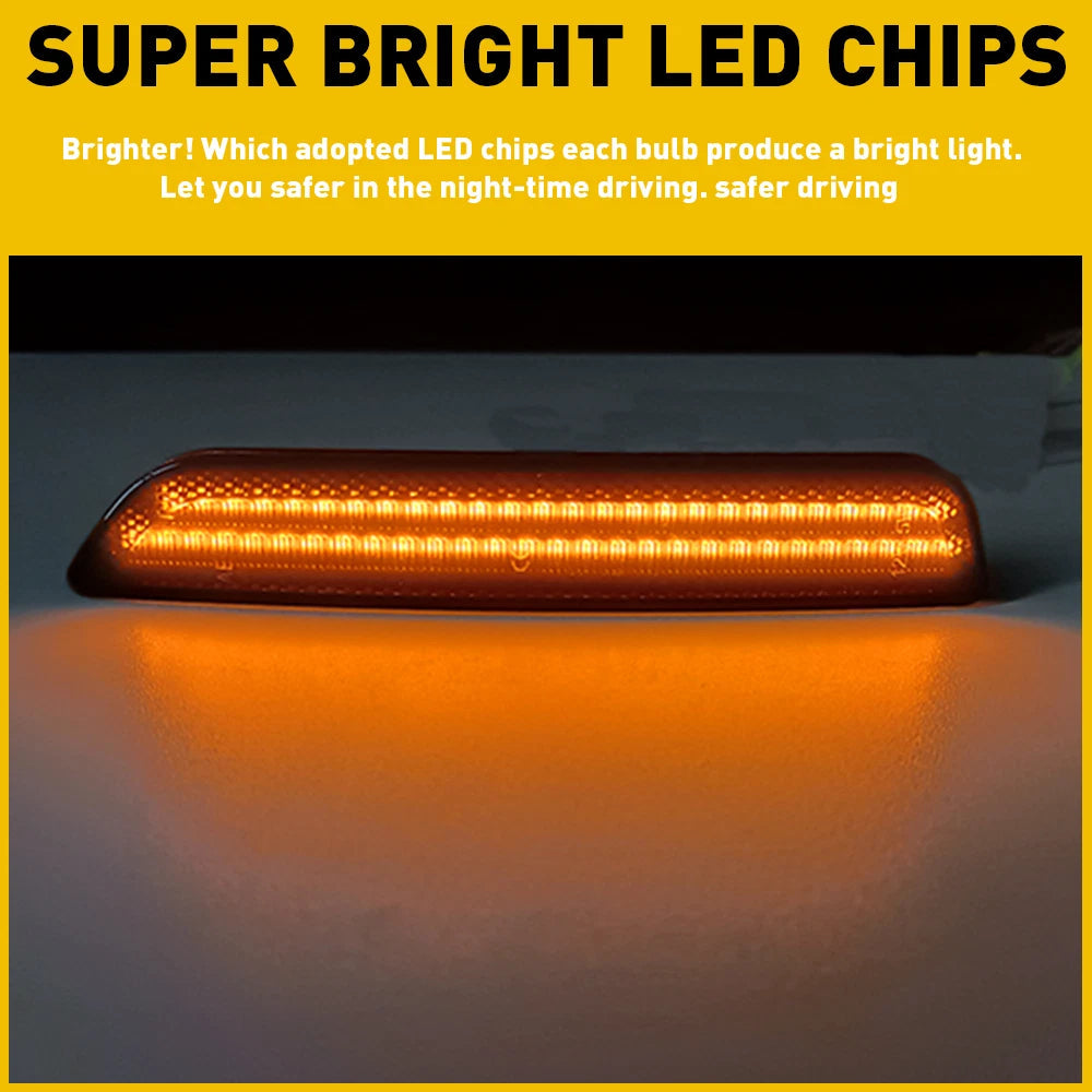 2XFront Bumper Side Marker Light Smoke Lens Amber For LED Ford Mustang 2010-2014 6B93BC-57