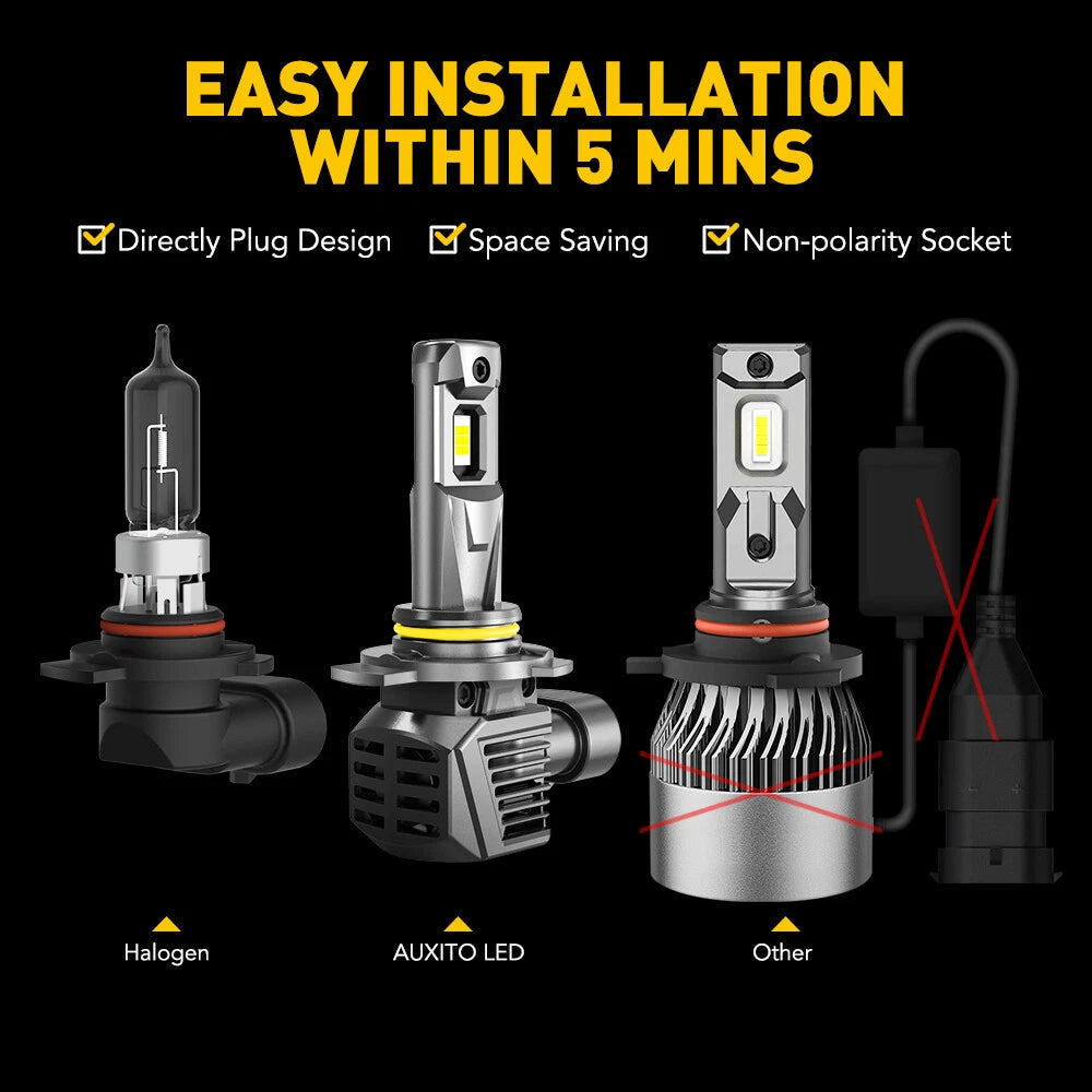 AUXITO 9012 LED High Low Headlight Bulbs KIT SUPER BRIGHT 22000LM CANBUS 2X EOA AUXITO