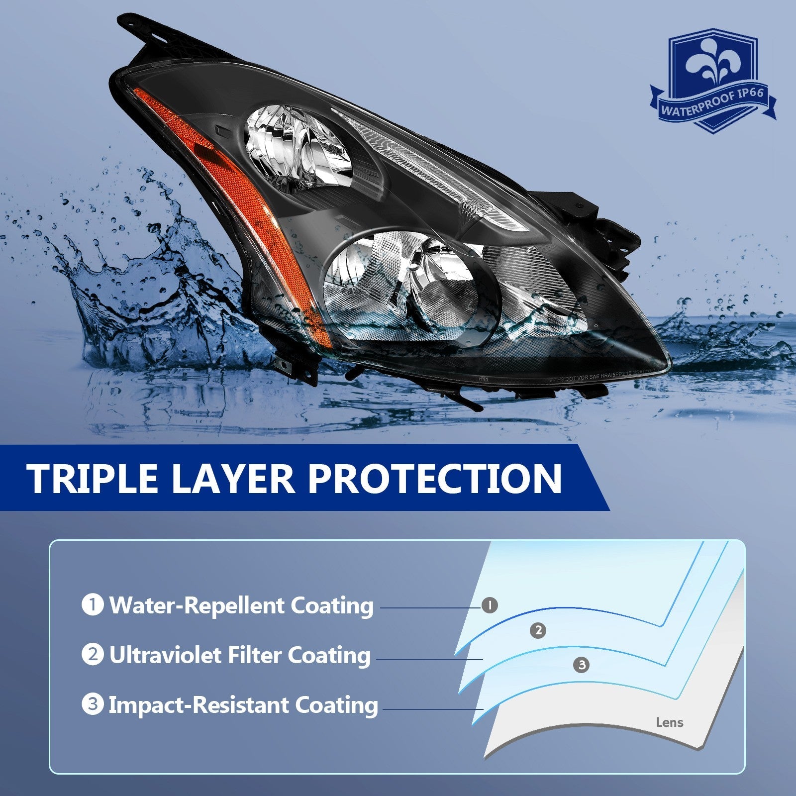 For Nissan Altima Sedan 2010-2012 Replacement Headlights Assembly One Pair Lamp 6B93BC-57