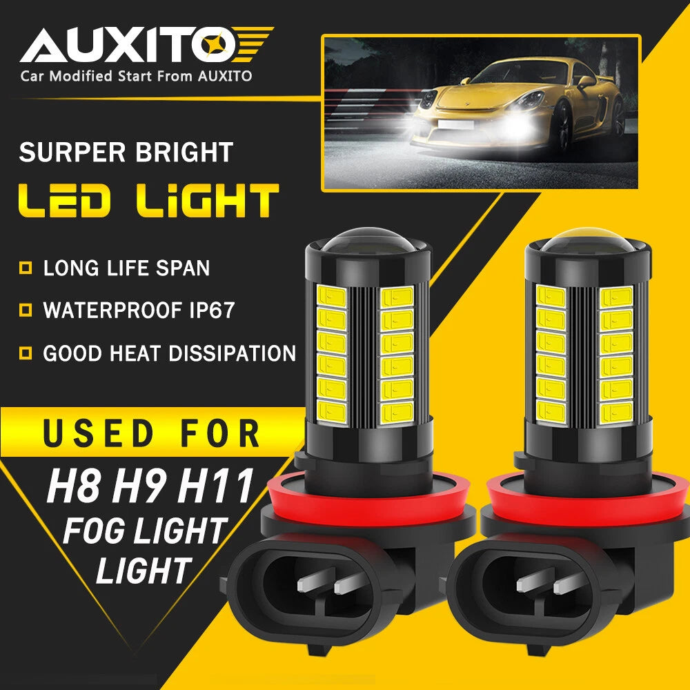 AUXITO H11 H16 H8 LED Fog Driving Light 6000K Super Bright Bulbs 2000LM 6G33 EOA AUXITO