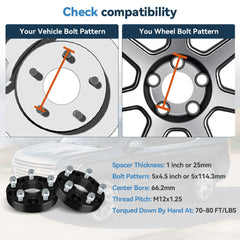2X 1" 5x4.5/ 5x114.3 Hubcentric Wheel Spacers For Nissan 350Z 370Z Maxima Sentra 6B93BC-57