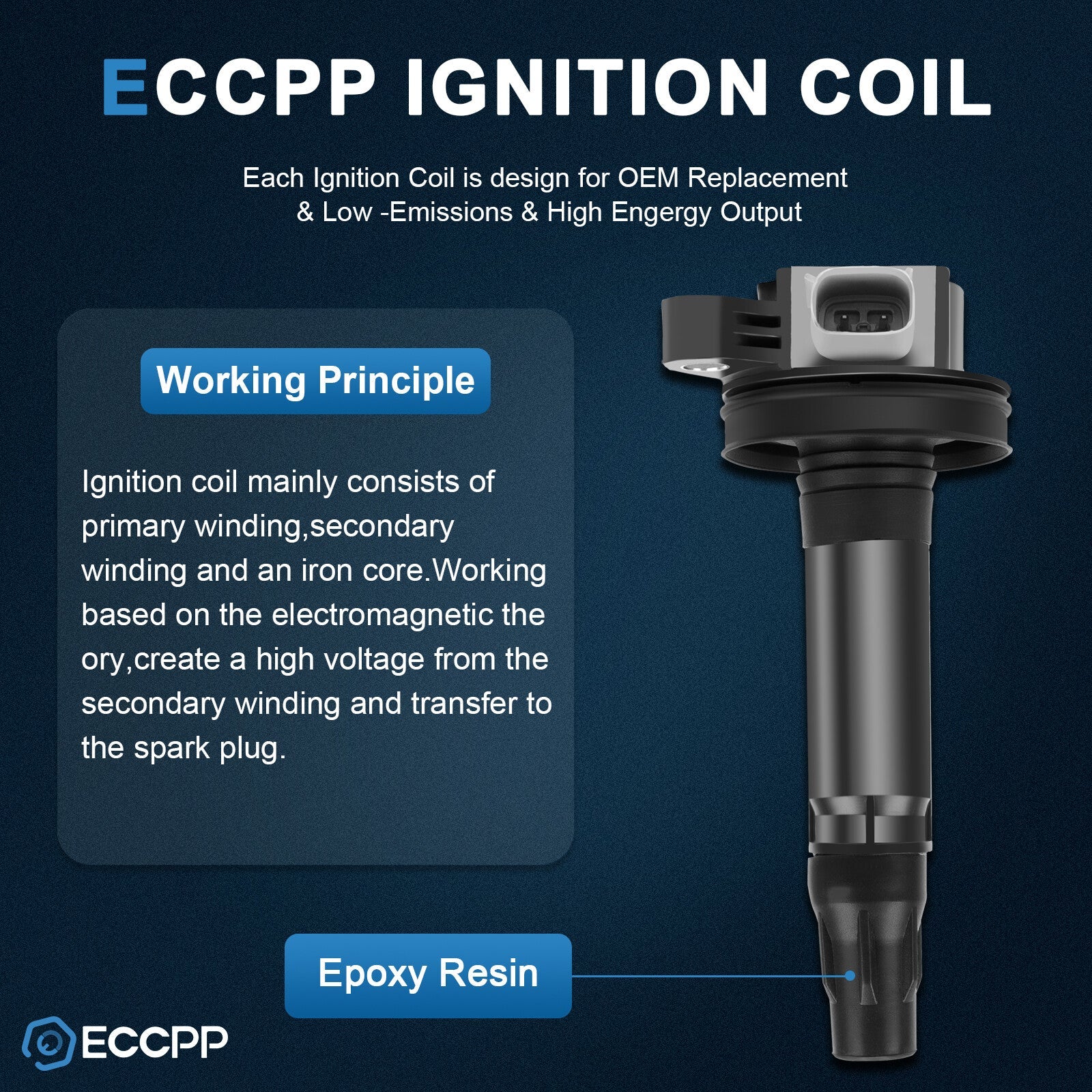 ECCPP 6 Ignition Coils For 2010-2012 Ford Flex Taurus Lincoln MKS MKT V6 3.5L ECCPP