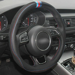 Top Leather Steering Wheel Hand-stitch on Wrap Cover For Audi A5 A7 A1 A3