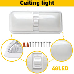 RV LED 12V CEILING FIXTURE DOUBLE DOME LIGHT FOR CAMPER TRAILER RV MARINE Frost 6B93BC-57