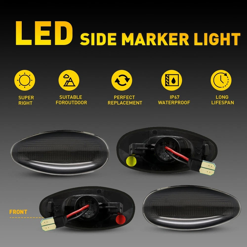 4x Smoked Fender LED Marker Lights for Chevrolet Silverado GMC Sierra 2001-2014 6B93BC-57