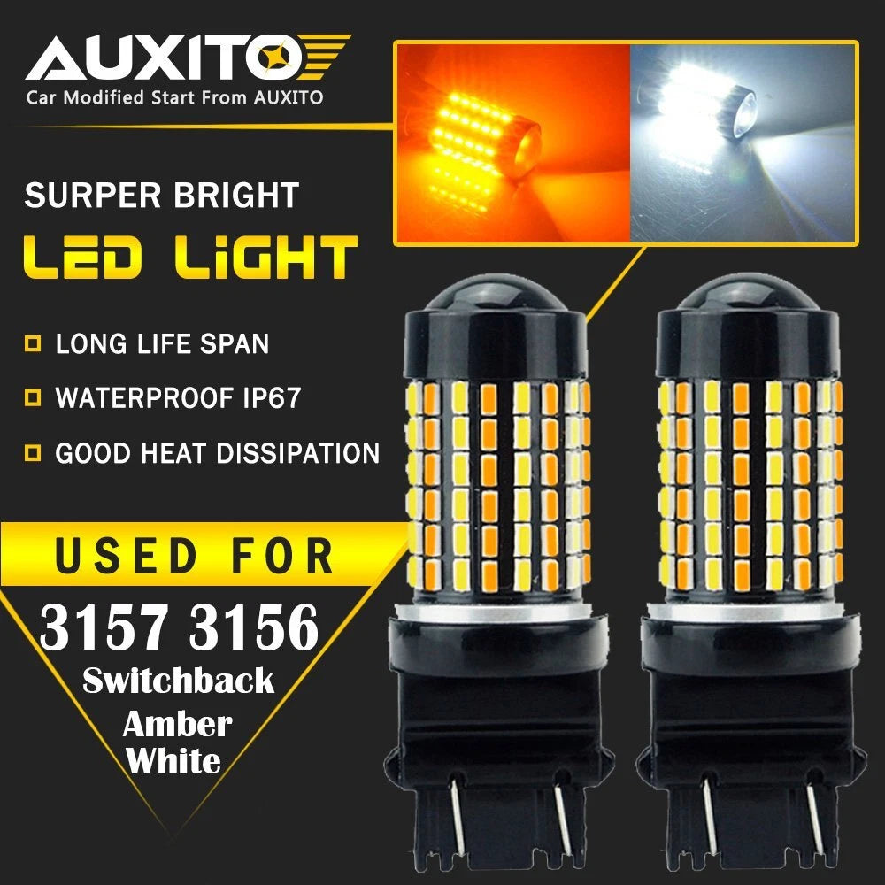 White/Amber Switchback LED Turn Light Signal Bulbs For Chevy Silverado 1500 2500 6B93BC-57