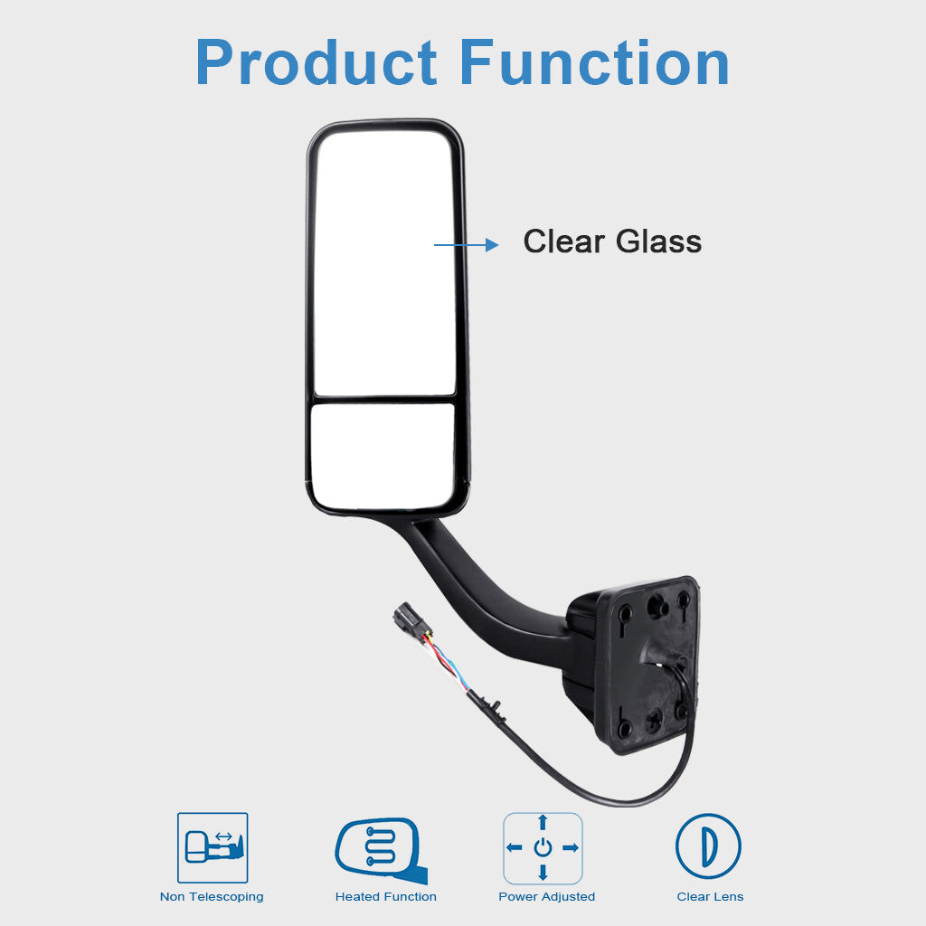 4PCS For 08-13 Freightliner Cascadia Manual Hood & Power Heated Door Mirrors 6B93BC-57