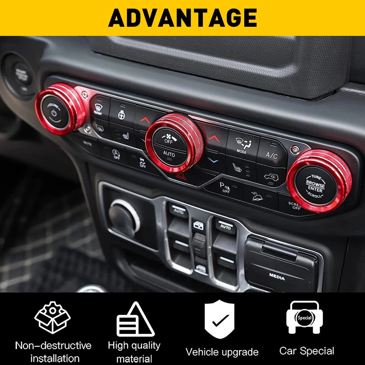 AIR CONDITIONER HEADLIGHT RADIO SWITCH KNOB TRIM COVER FOR 20-23 JEEP GLADIATOR 6B93BC-57