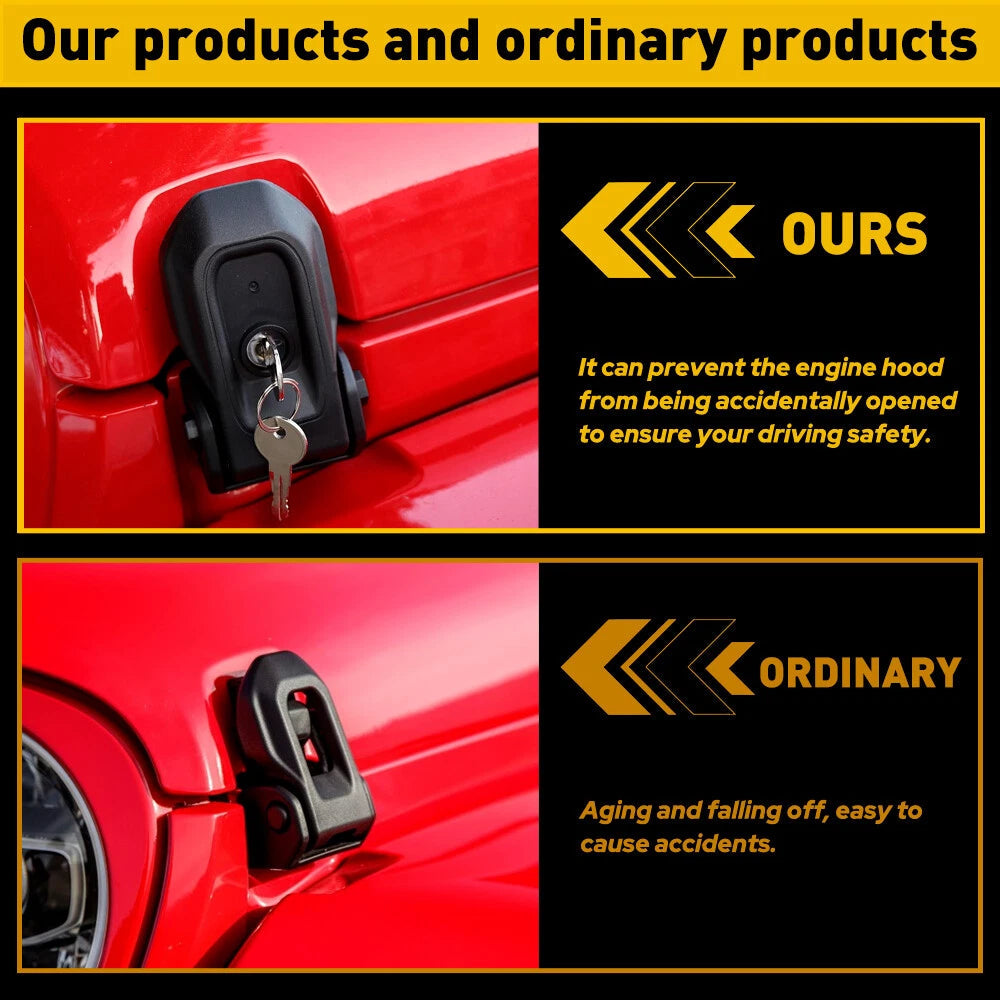 Hood Lock Latches Kit for Catch Jeep Wrangler JL Gladiator JT 2018-2024 With Key 6B93BC-57