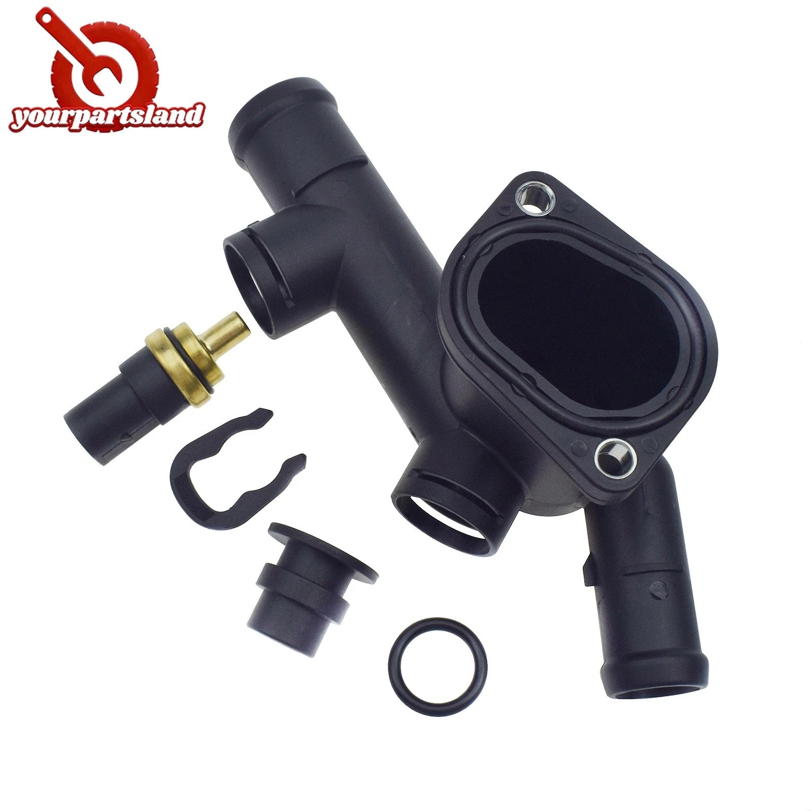 For 98-05 VW BEETLE 2.0L Coolant Hose Flange w/ Sensor 06A121132C, 059 919 501A 6B93BC-57