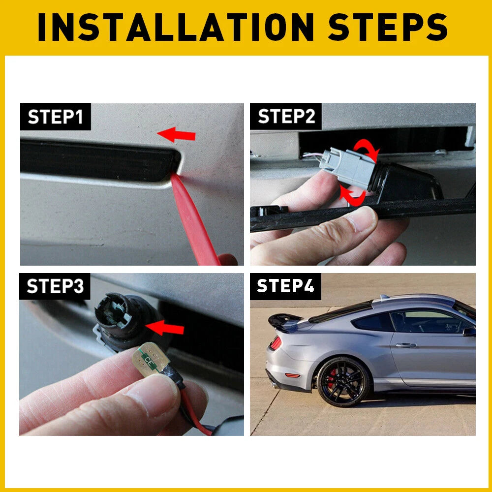 For 2015-2022 Ford Mustang Smoked Lens LED Rear Bumper Side Marker Lights EOA 6B93BC-57