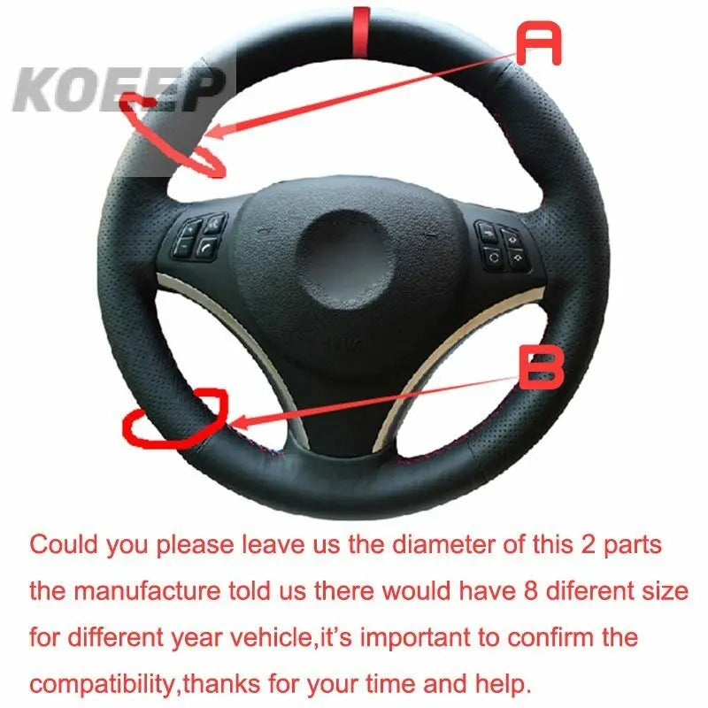 Carbon Fiber&PU Leather Steering Wheel Hand Sewing Wrap Cover For Ford Fusion 6B93BC-57