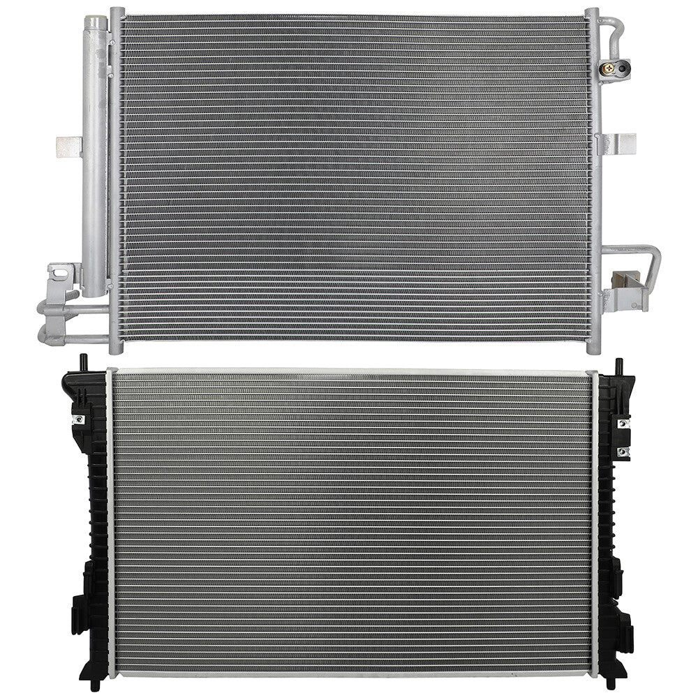 Aluminum Radiator & AC Condenser Cooling Kit For 2016 2017 2018 Ford Explorer 6B93BC-57
