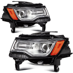 ECCPP Headlights Assembly For Jeep Grand Cherokee 2014-2016 Pair Kit Black Amber 6B93BC-57