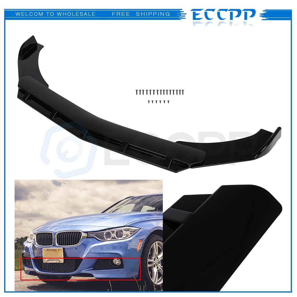 Universal Adjustable Gloss Black Front Bumper Lip Spoiler High Quality PP 6B93BC-57