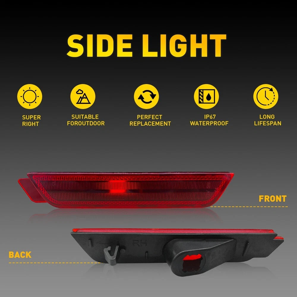 For 2010-2015 Chevy Camaro Rear Red Lens Side Marker Lights Lamp Housing LH RH A 6B93BC-57