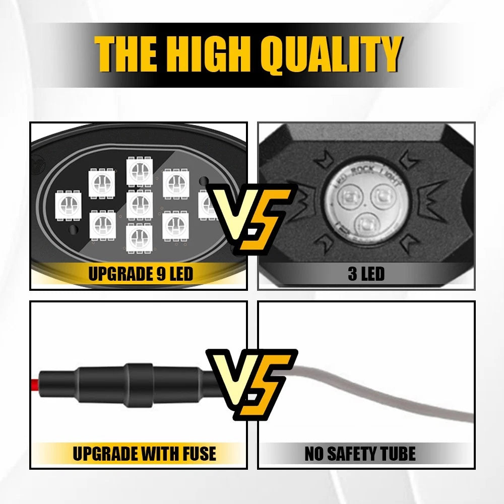 20X RGB LED Rock Lights Kit Underbody Neon Light Bluetooth App Remote Control A 6B93BC-57