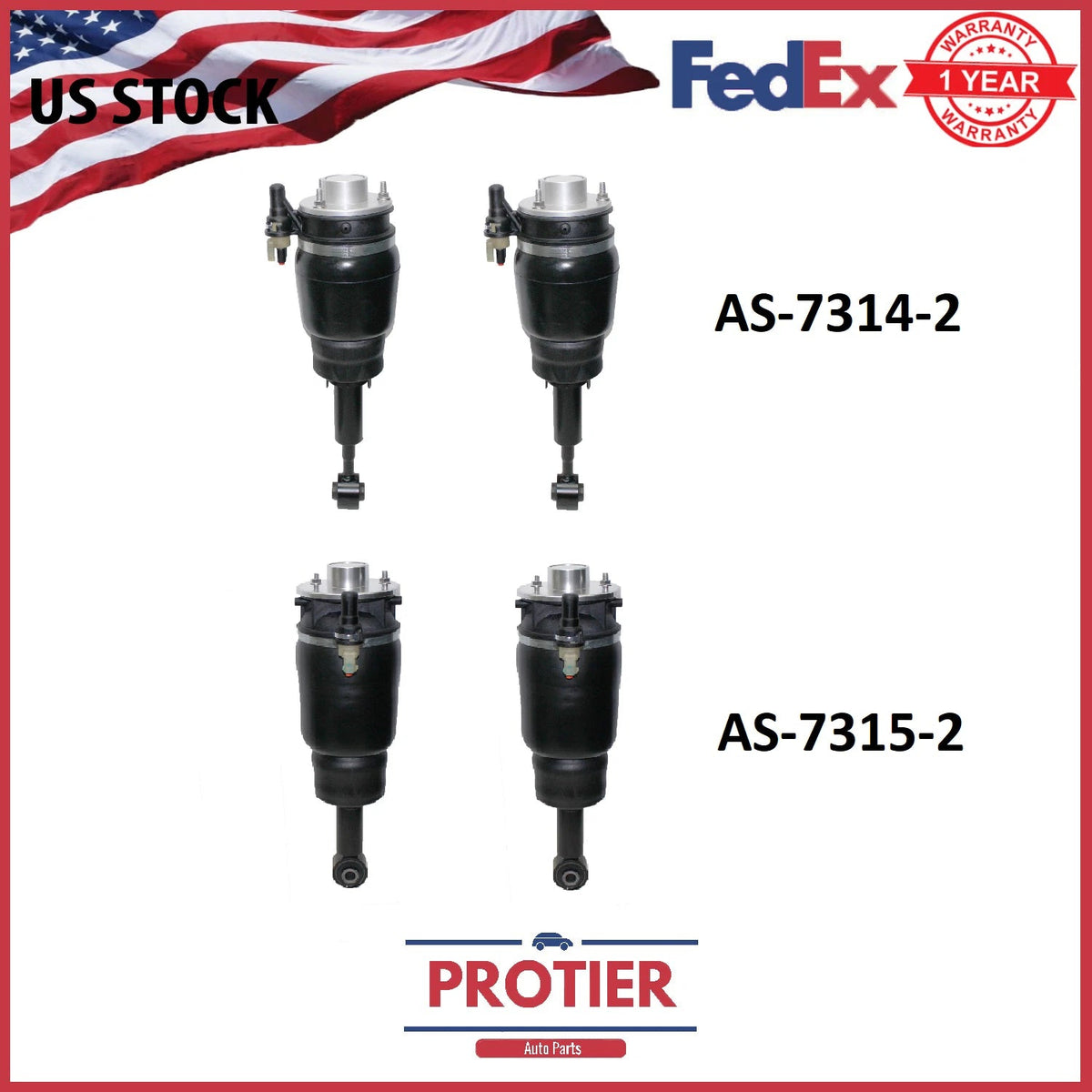 Lincoln Navigator Front & Rear Air Ride Air Struts Bundle with Solenoids 03-06 6B93BC-57