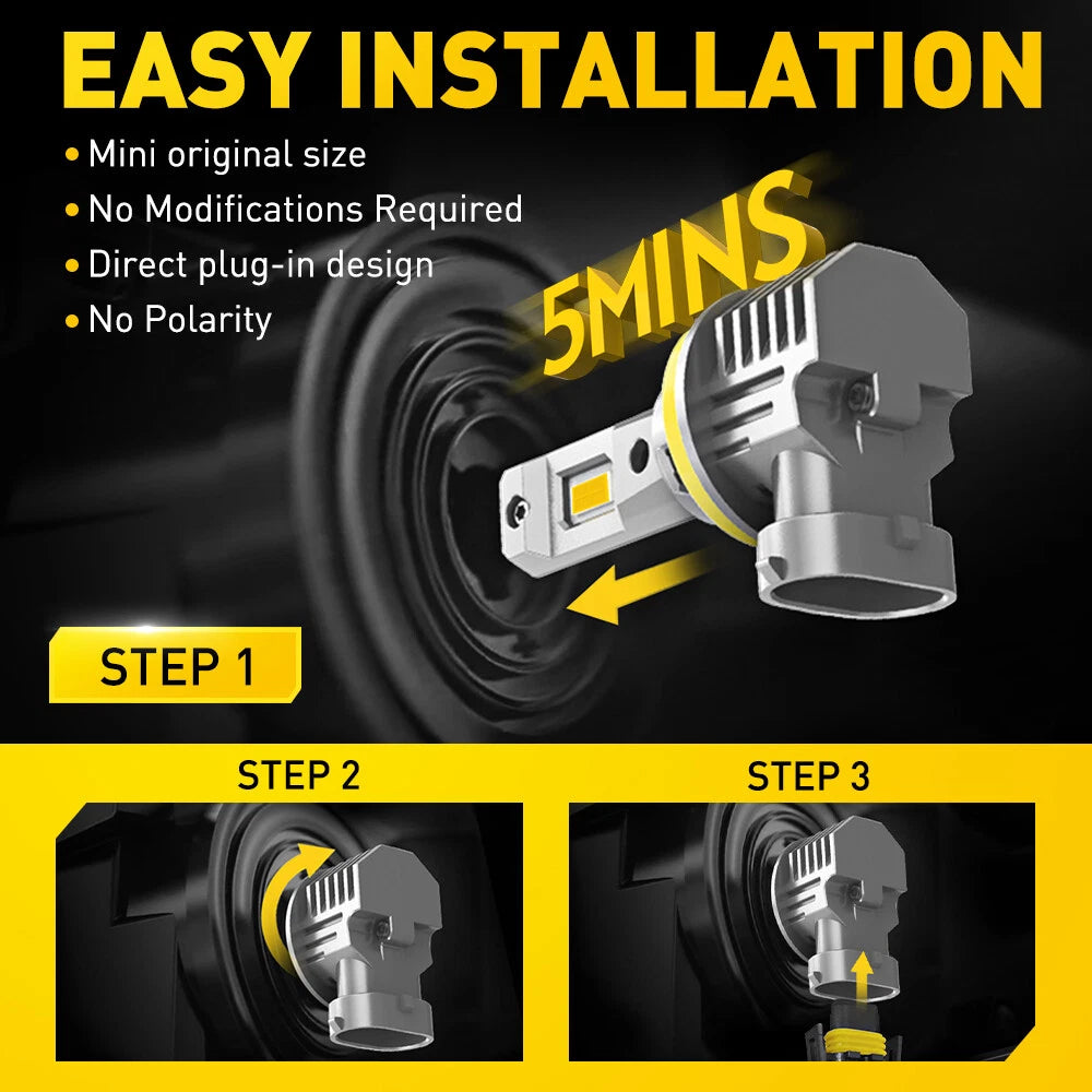 CSP H11 H8 H9 LED Headlight Fog Light Bulbs Kit High Low 3000K YELLOW GOLEDEN EA 6B93BC-57