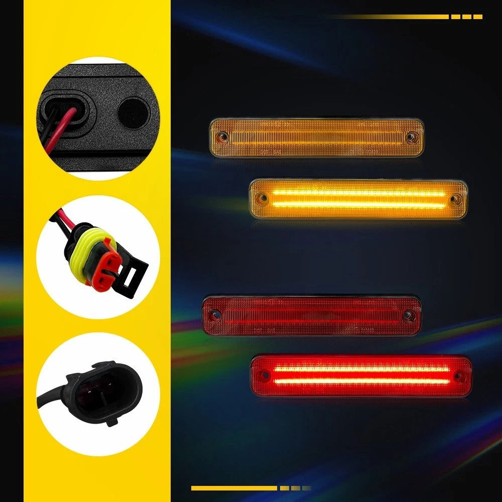 For 2003-2009 Hummer H2 Amber Red Front Rear LED Side Marker Light Sealed 4PCS A 6B93BC-57