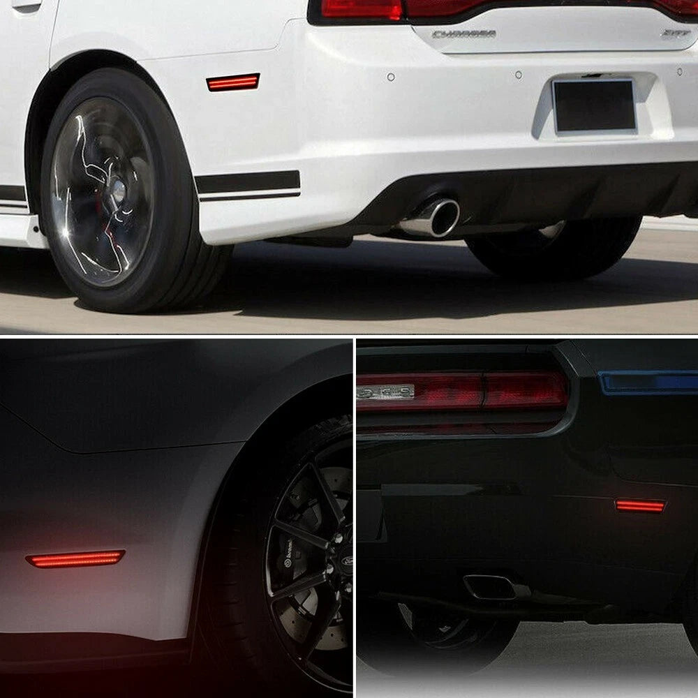 For 2011-2014 Dodge Charger Red Lens LED Rear Bumper Side Marker Light Lamp Pair 6B93BC-57