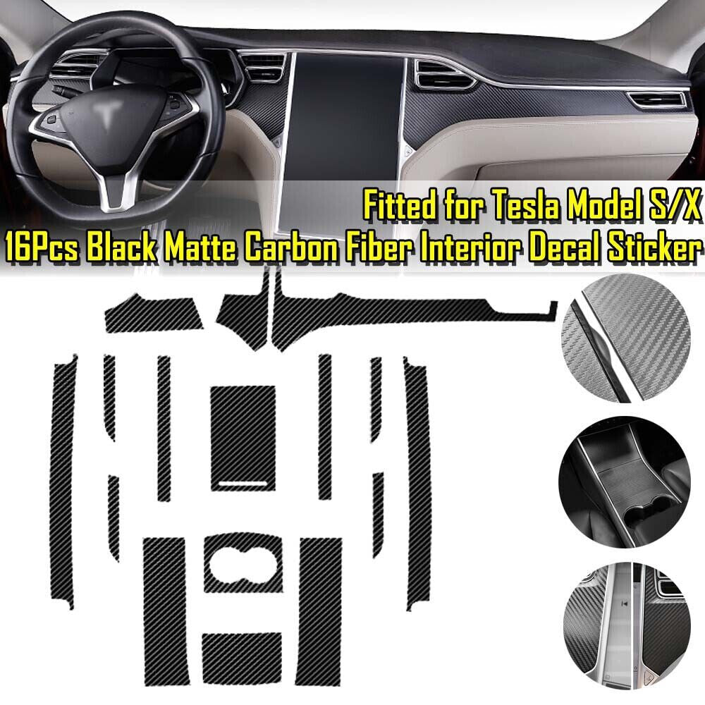 Interior Center Console Carbon Fiber Molding Sticker Decals For Tesla Model S X