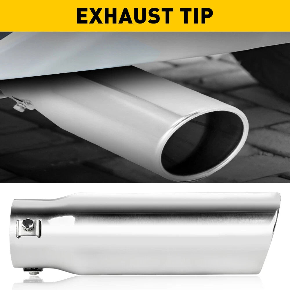 Car Tip Exhaust 2.5'' Inlet 3'' Outlet OD Stainless Steel Muffler Pipe Bolt on 6B93BC-57