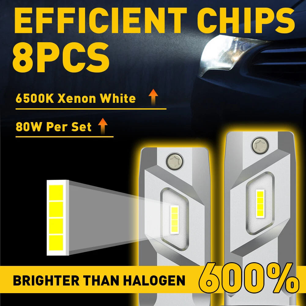 4X H7 LED Headlight Combo Bulbs Kit High Low Beam 6500K Super White Bright USEOA 6B93BC-57