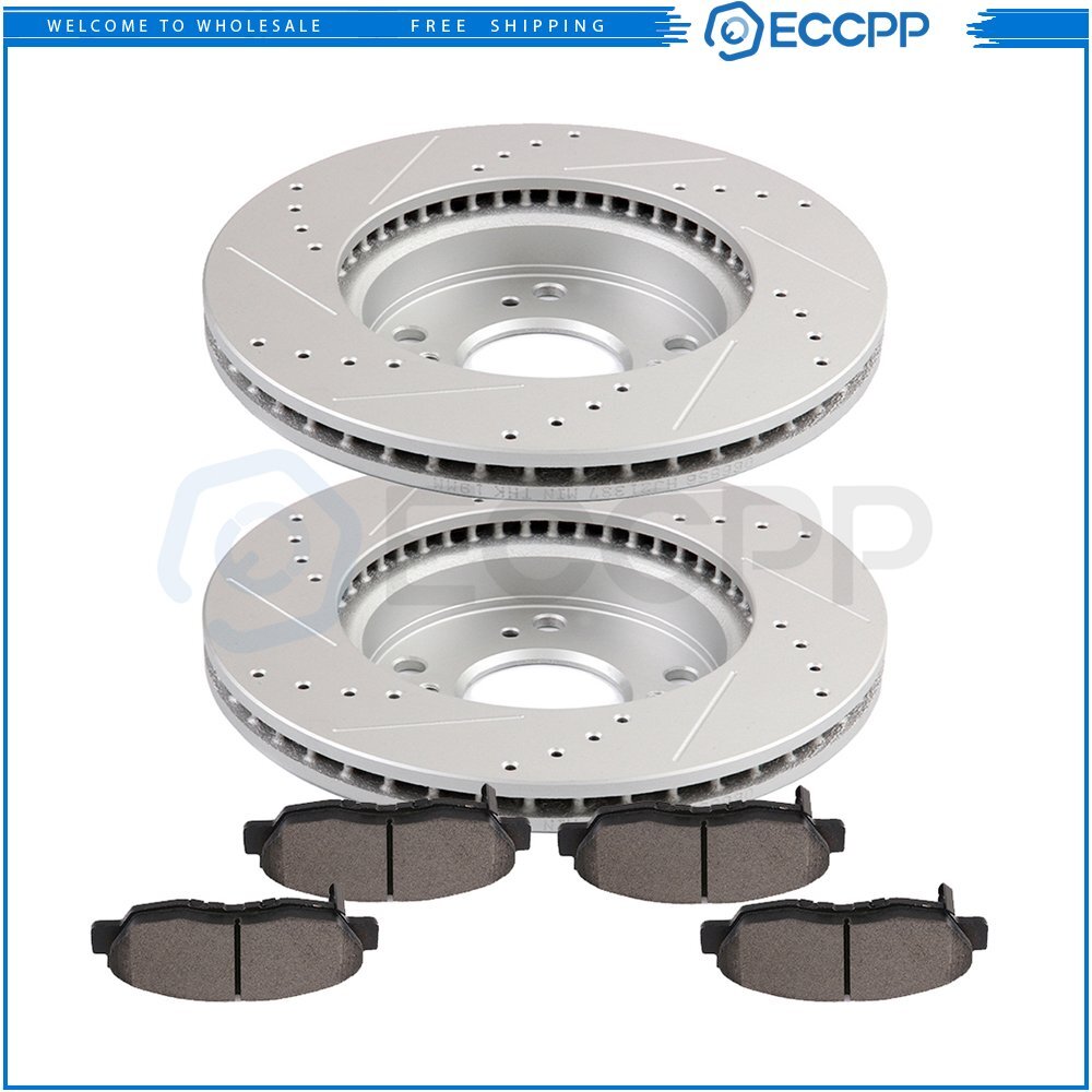 Front Brake Rotors Metallic Pads For 2012 2013 2014 Honda Civic Drilled,Slotted 6B93BC-57