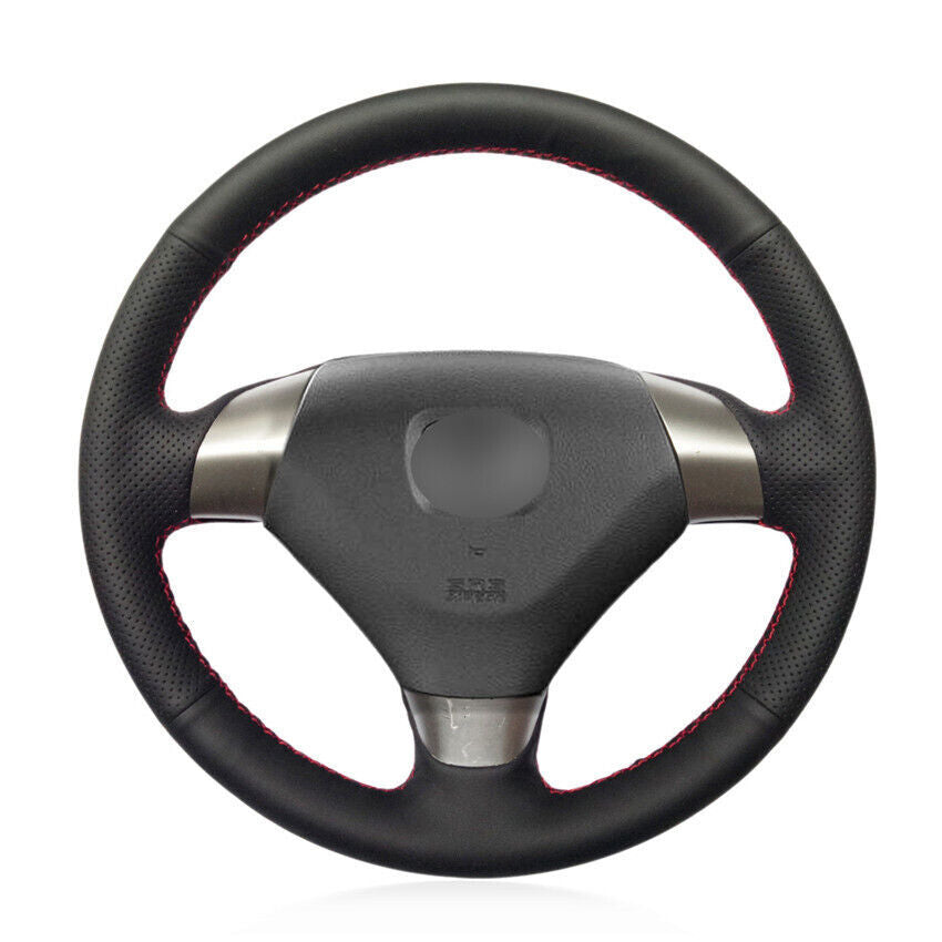 Hand-Sewing Black Leather Steering Wheel Covers Wrap For Honda Accord Coupe 03-
