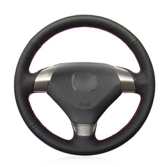 Hand-Sewing Black Leather Steering Wheel Covers Wrap For Honda Accord Coupe 03-